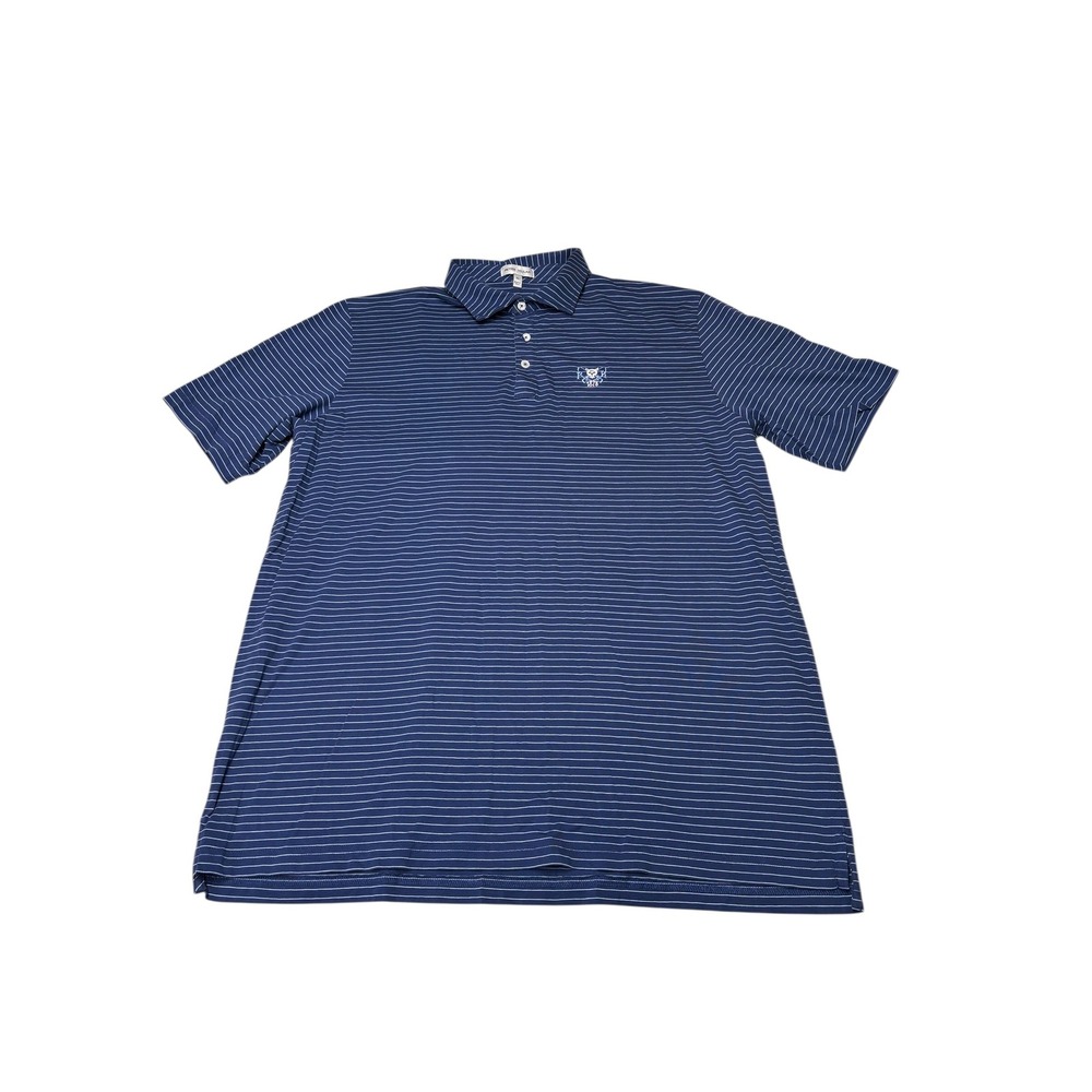 Peter Millar Mens Striped Polo Shirt‎ XL Blue White Pima Cotton Golf Casual